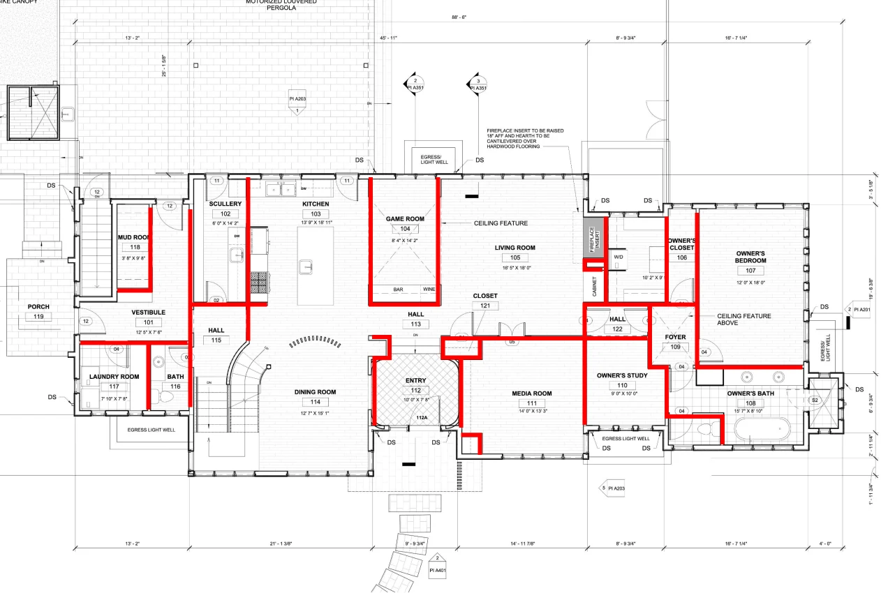Floor plan with AI-traced walls