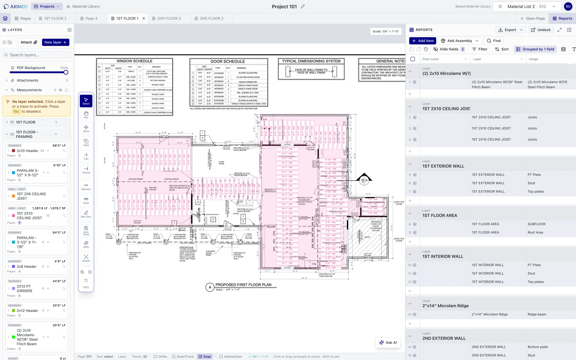 Aximos takeoff workspace